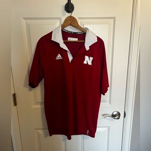 ADIDAS Men’s Large Nebraska Husker Red and White Polo